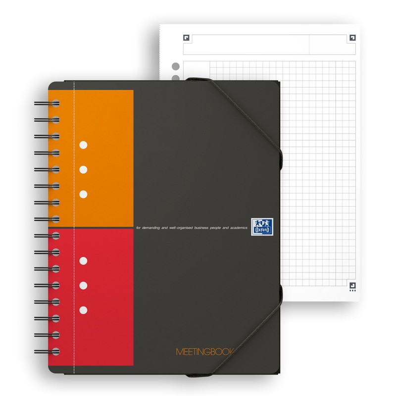 Oxford Meetingbook International A5, kariert 160 Seiten, mit Gummizugmappe und
