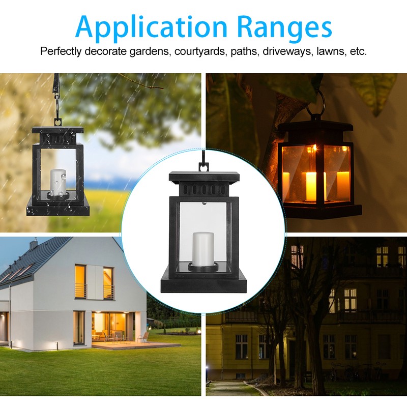 Solar Power Hanging Simulation LED Candle Light for Outdoor Garden