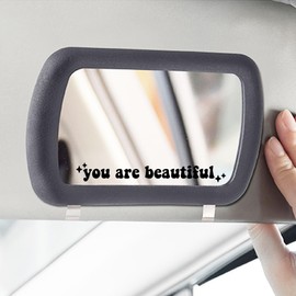 2 x You Are Beautiful Car Mirror Decal, Rearview Mirror Sticker, Women Car Decor, Self Affirmation Car Decal, Car Mirror Sticker, Cute Car Decal, Positivity Sticker (Black)