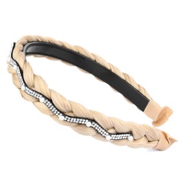 Gledola wide braid with teeth Synthetic Hair Braided Headband Hairpiece for Women (Honey Blonde 1 inch, Free Size)