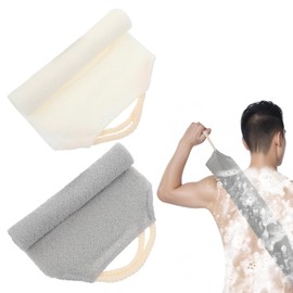 TIESOME 2 Back Scrubbers, Exfoliating Glove Wear Back Brush Exfoliating Towel for Showering Double-Sided Back Scrub Wash Cloth with Handles Body Scrub Back Washing Aid (Cream White + Brown Grey)