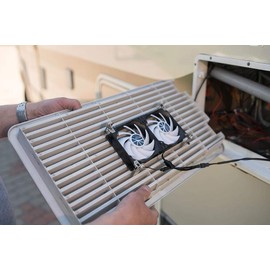 TITAN- 12V DC Double Rack Mount Ventilation Cooling Fan for Fridge Vent and Ventilation Grille with Speed Controller (90mm)