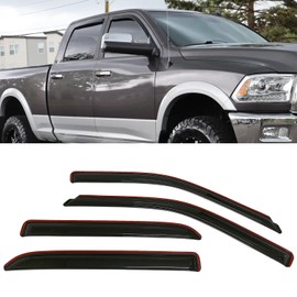 in-Channel Style Smoke Window Sun Rain Visor Vent Guard Deflector Shade Compatible with Dodge Ram 1500 2500 Crew Cab 2010-2018