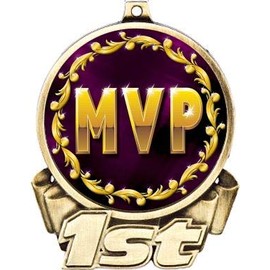 Crown Awards MVP First Place Medal, 3" Gold Most Valuable Player Trophy Medal Award 1 Pack