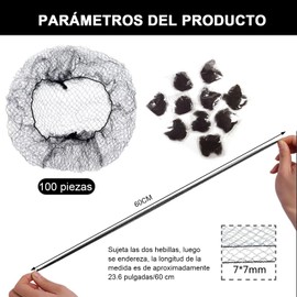 Red para Cabello - 100 Pcs. Redes de Pelo Tejidas, Gorros Malla cofias Desechables y Mallas Elásticas Invisibles. Ideal para Mujeres, Especialmente Bailarinas de Ballet, Cocineras y Practicantes de Danza. (embalaje individual) (Negro 100pcs)