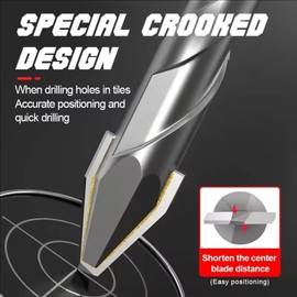 HUHAO High Strength Eccentric Twist Drill Bit Set 10PCS,High Hardness Skewed Head Eccentric Drill Bits,Carbide Masonry Concrete Bit Set for Stone, Marble, Glass, Tile, Wood,8mm