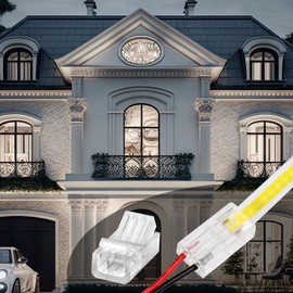 MILDWARM 40 Pack COB LED Light Strip Connectors, 8mm 2Pin Solderless LED Strip to Wire Quick Connector Transparent Gapless Tape Light, Track Lighting Connector for Low Voltage COB/SMD Strip Lights