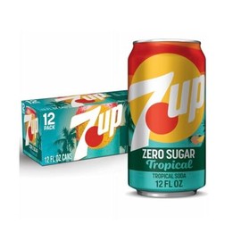 (12 Pack) 7_up Tropical Zero Sugar Caffeine Free Lemon Lime Mango Peach Soda Cans - 12 Fl Oz