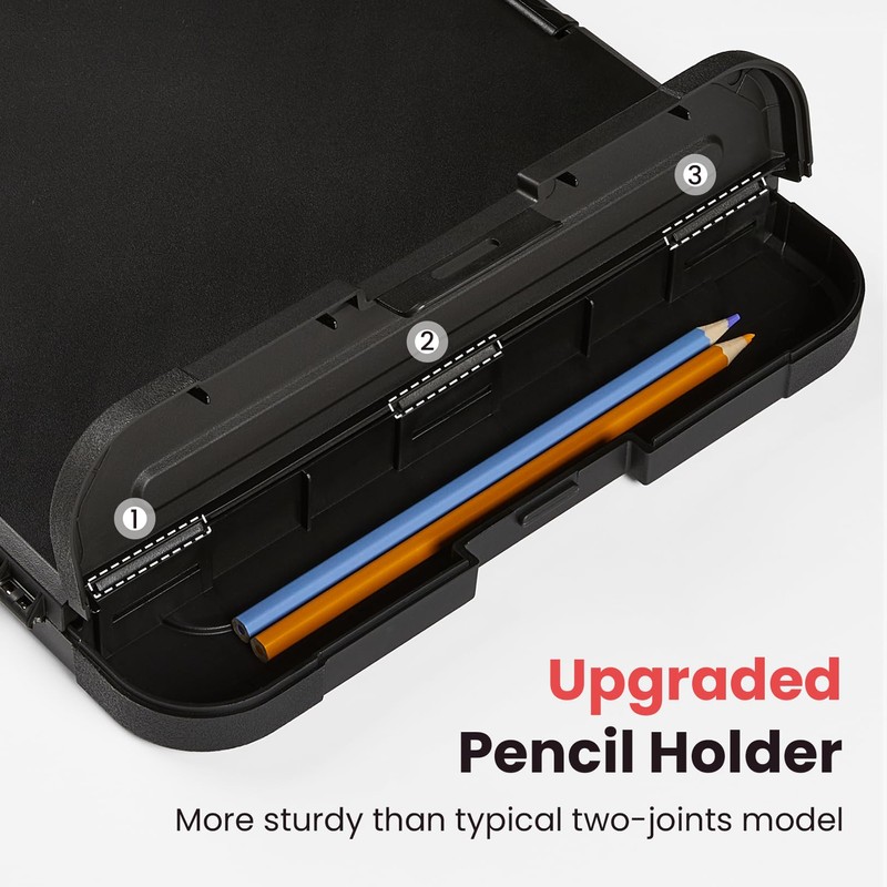 Sooez Reinforced Clipboard with Storage, Inner Plastic Folder Attached, Heavy