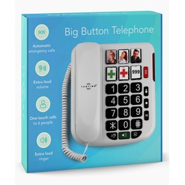Big Button Landline Phone for Elderly, Hearing Aid Compatible Phone with Amplified Volume for Hard of Hearing, Great dementia aid