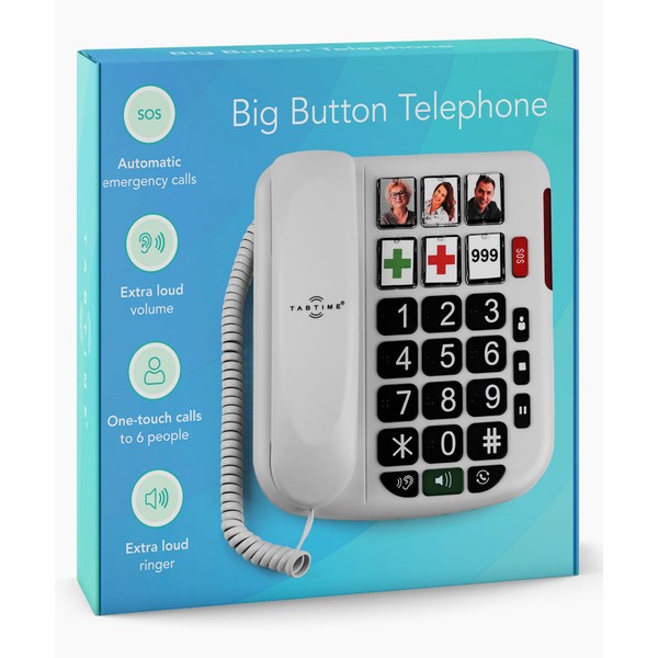 Big Button Landline Phone for Elderly, Hearing Aid Compatible Phone