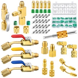 Tujoe 12 Pcs Air Conditioning Refrigerant Compact Ball Valve Coupler Access Tee Compatible with 1/4 Inch SAE for R410A R134A R12 R22 HVAC Adapter 5/16" Female to 1/4" Male with 270 pcs O-ring Set