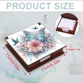JZHYOAN Flower Woodpecker Office Diamond Art Note Box, DIY Reusable Mosaic Paper Hoder Box,Wooden Portable Study Stroage Box for Office Study Woman Man Family- Butterfly