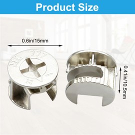 MZY LLC 72Pcs Cam Locks for Furniture 15x11 MM for Cabinet Drawer Dresser Wardrobe Furniture Panel Connecting