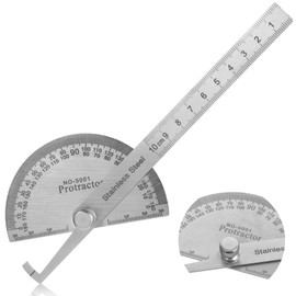 Stainless Steel Angle Protractor Miter Protractor Angle Finder 0-180 Degrees 10 Cm/6 Inch Woodworking Ruler Angle Ruler Angle Measurement Tool Metal Protractor Machinist Ruler for Measuring Map