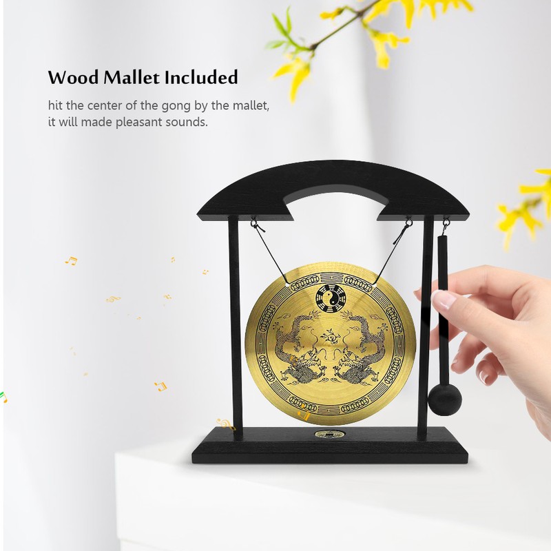 Mini Desktop Gong Table Wind Chime Percussion Instruments with Mallet