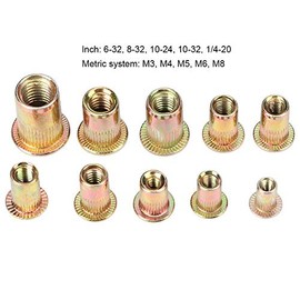 Longzhuo 300PCS Tuerca de remache, kit de tuercas de remache métricas de acero al carbono, con cabeza plana roscada