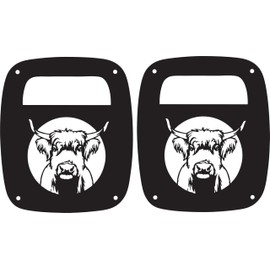 JeepTails Highland Cow Tail Light Covers Compatible with Jeep Wrangler TJ and YJ Set of 2