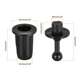 sourcing map Speaker Grill Guides Plastic Black Ball Socket Type Frame Box Body Fixing Snap Fastener Buckle 6mm x 10mm for Speaker Parts Accessories 20 Pairs