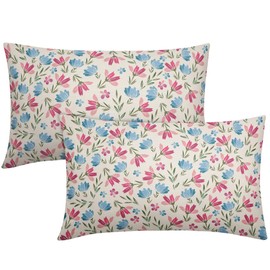 Easter Pink Blue Floral Pillow Covers 12x20 Set of 2 Spring Vintage Rustic Old Style Cute Flower Cream Print Decorative Outdoor Pillowcases Farmhouse Throw Cushion Case Decor for Couch Sofa Bed