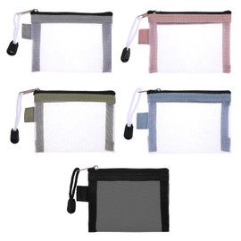 QfwdfcTrenz 5 Pcs Mini Zipper Mesh Bags Pouch Bags Purse Organizer Pouches Mini Toiletry Bag Coin Purse Zipper Pouch Portable Travel Bag for Lipstick Earphone Credit Car Small Items