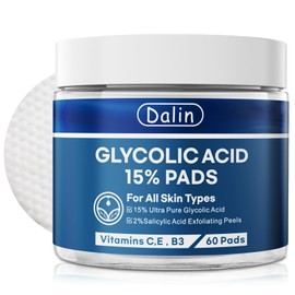 Glycolic Acid Resurfacing Pads, 15% Ultra Pure Glycolic Acid & 2% Salicylic Acid Exfoliating Peel for Face, Keeps Skin Smooth and Prevents Wrinkles and Lines, Radiant Skin Renewal - 60 Pads