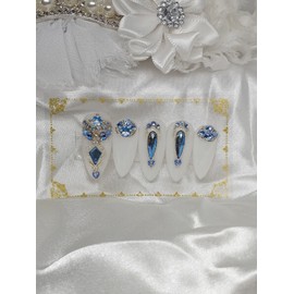 【Rare Item】✨Winter Wedding Nail Tips✨ - Long Almond / 【레어템】✨겨울웨딩 네일팁✨ - 롱아몬드