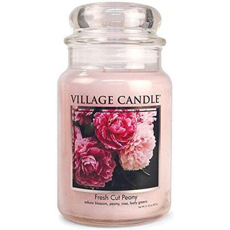 Village Candle Fresh Cut Peony Large Glass Apothecary Jar, Scented