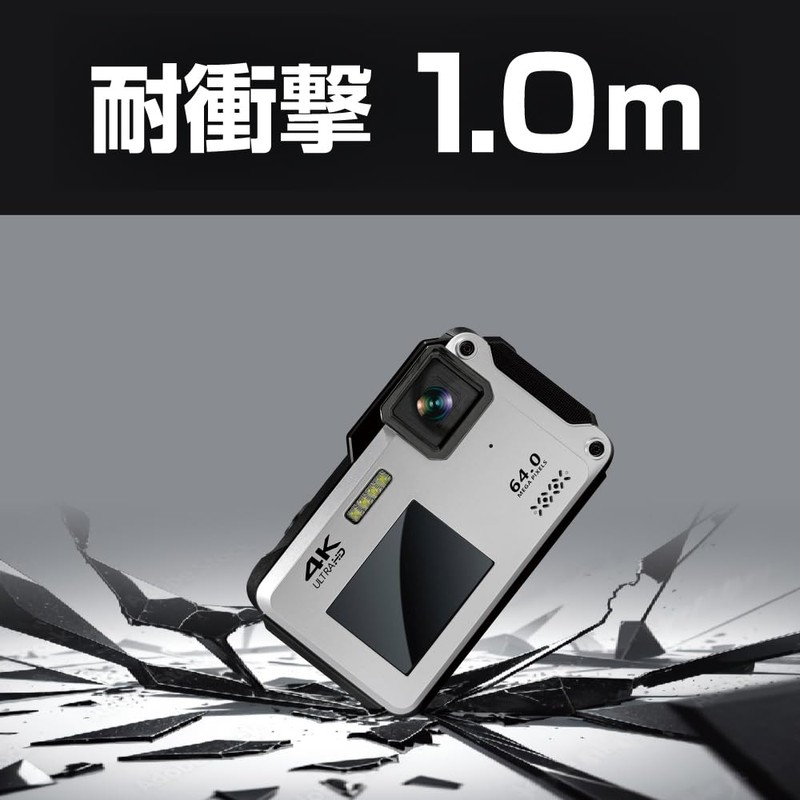 BLUEWIDE IP68 Waterproof Compact Digital Camera, Dustproof, Shockproof, 64 Megapixels,
