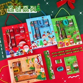 Christmas Portable 6-Piece Stationery Gift Set for Students - Practical Small Gift Tote Blue 20ea