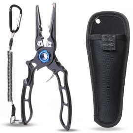 Fishing Pliers, Titanium Jaws, Cuts Lines Braided and Fluorocarbon, Hook Remover, Aluminum Pliers for Ocean Fishing, Fly Fishing, Ice Fishing Tool