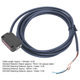 Infrared Light Barrier, Square Proximity Switch, DC 12-24 V, Disposable Barriers with Cable for Car Doors, Garages, Robot Avoidance (E3Z-D62)