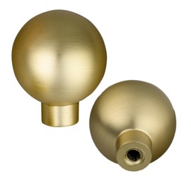 Journ Home Co. Set of 6 Timeless Brushed Gold Ball Cabinet Knobs, Traditional Brass Furniture Knobs