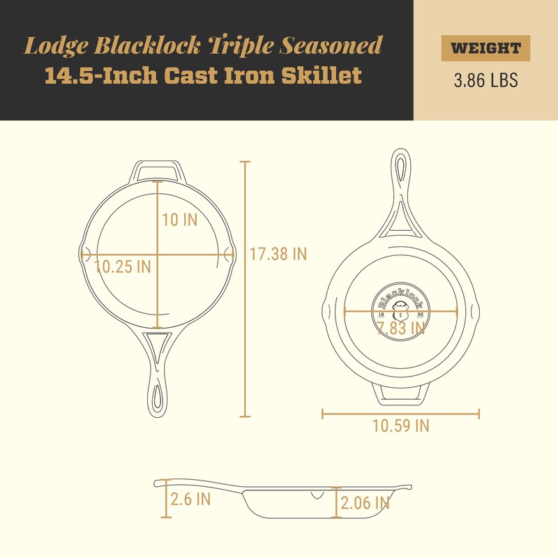 Lodge Cast Iron Blacklock Skillet, Triple Seasoned - 10.25 in