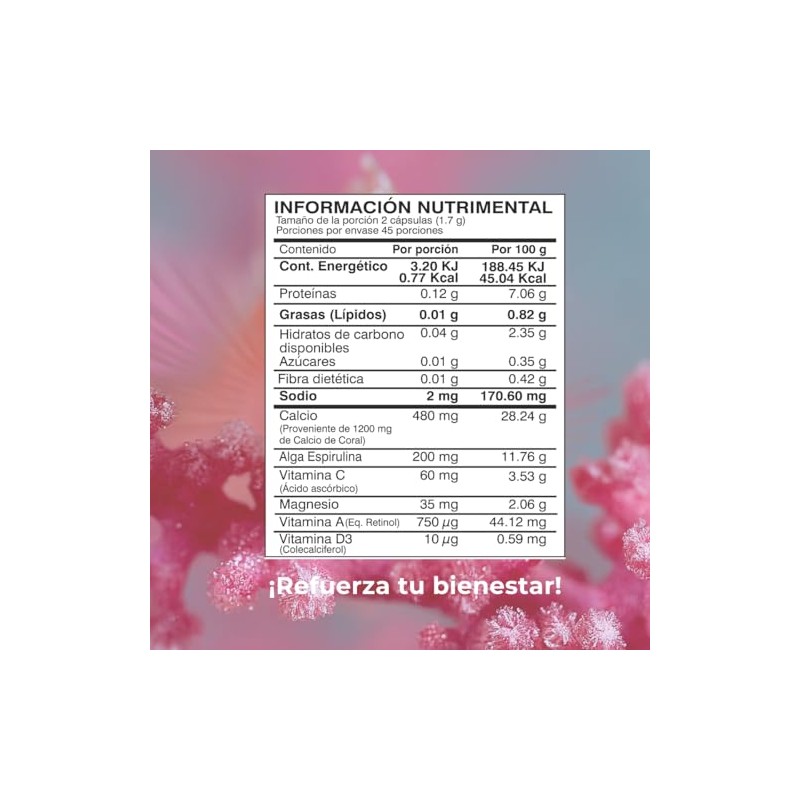 BIOSUPLE | Calcio de Coral con Magnesio y Vitaminas A,