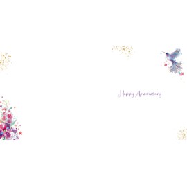 Cherry Orchard | Happy Anniversary Wishes Card | On Your Anniversary Special Couple | Gorgeous Colourful Hummingbird | Square Card | Complete with Envelope
