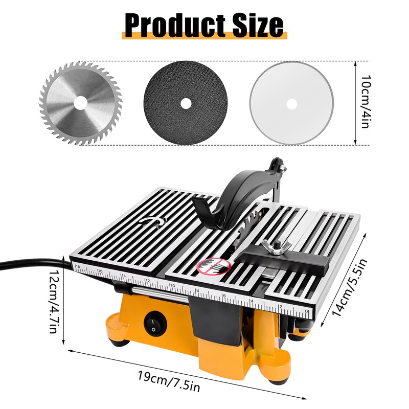 Vevitts 4" Mini Table Saw, 60W 110V Portable Miter Saw