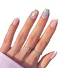 French Tip Press on Nails Short Square Fake Nails Flower