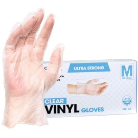ForPro Disposable Vinyl Gloves, Clear, Industrial Grade, Powder-Free, 100-Count