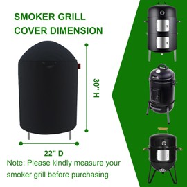 Outdoor Round Smoker Cover Fits Realcook Realcook 17" Smoker, Char-Broil 16" Bullet Smoker, Cuisinart COS-116 Vertical Charcoal Smoker,Joyagrill 17-1/2" Smoker Grill (22" D x 30" H)