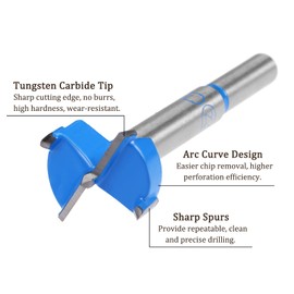 Kozelo Forstner Twist Drill Bit - [23 mm] Tungsten Robust Metal Drill Opener for Wood Furniture Hinge Woodworking Use Round Shank Dark Blue