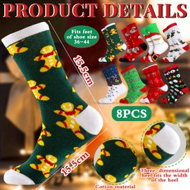 MOYKSRR 8 Pairs of Christmas Socks, Christmas Socks, Cuddly Socks, Funny Socks, Reindeer, Snowflake Socks for Christmas, Birthday and Advent Calendar, red