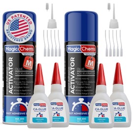 CA Glue with Activator (4 x 0.8 oz + 2 x 6.7 fl oz), Cyanoacrylate Glue and Activator, SuperGlue withActivator, CAGlue and Accelerator (2 Pack)