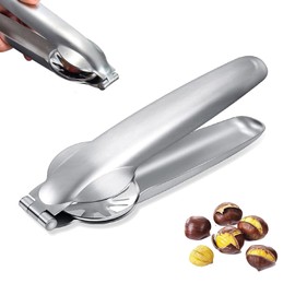 JLTXKST Chestnut Tongs, Chestnut Clip, Chestnut Cutter Stainless Steel, Chestnut Nutcracker, Metal Nutcracker, for Walnuts, Chestnuts, Nuts (Silver)