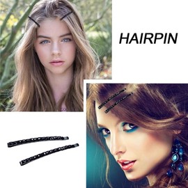 2Pcs Black Rhinestone Barrettes,Crystal Diamond Bobby Pin,Shiny Hair Pin, Hairpin, Sparkly Hair Decoration for Women Clip Bangs Metal Hair Clip Hair Pins Hair Accessories
