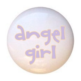 Angel Girl Word Art from Angel Antics II Kids Collection - DECORATIVE Glossy CERAMIC Cupboard Cabinet PULLS Dresser Drawer KNOBS