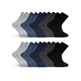Basic Treasure 20 Pairs Men's Cotton Socks Black or Blue Breathable Men's Socks, blue
