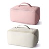 2 Pieces PU Cosmetic Bag Travel Bag, Large Capacity Layered