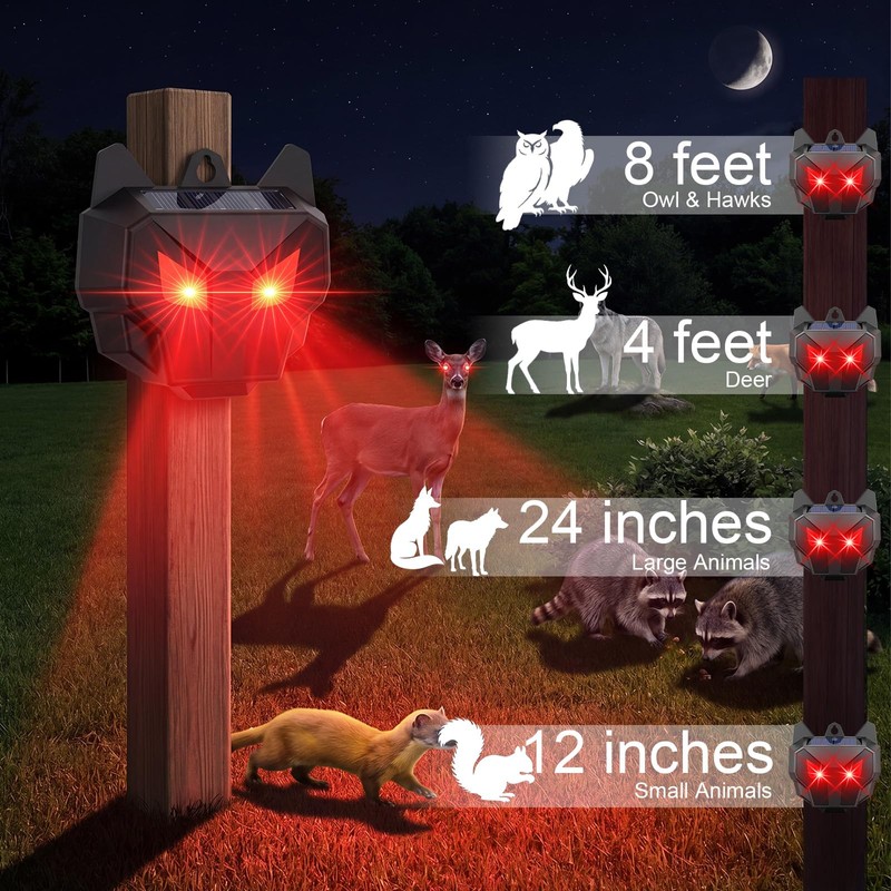 Mysora 12 Pcs Solar Predator Light Nocturnal Animal Repeller Outdoor