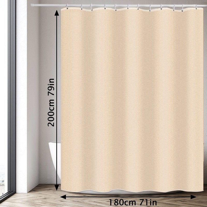 Dufu Shower Curtain 180 x 200 Beige Waterproof Polyester Bath,